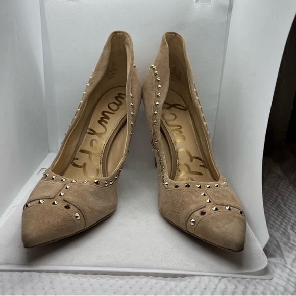 Sam Edelman Hayden Gold Studded Stiletto Pumps Heels Pointed Toe, Sz 6.5 - Picture 6 of 8
